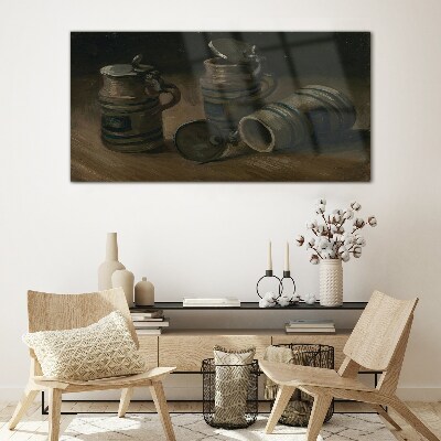 Tableau photo sur verre Tasses anciennes sur la table