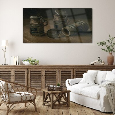 Tableau photo sur verre Tasses anciennes sur la table