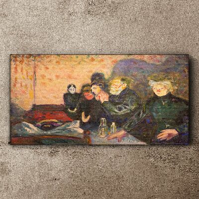 Tableau photo sur verre Soirée au café