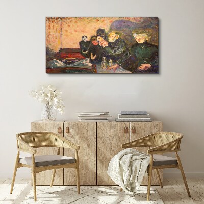 Tableau photo sur verre Soirée au café