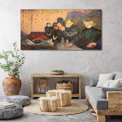 Tableau photo sur verre Soirée au café