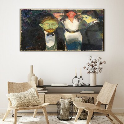 Tableau sur verre Visages verts dans le paysage nocturne