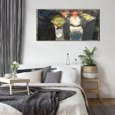 Tableau sur verre Visages verts dans le paysage nocturne