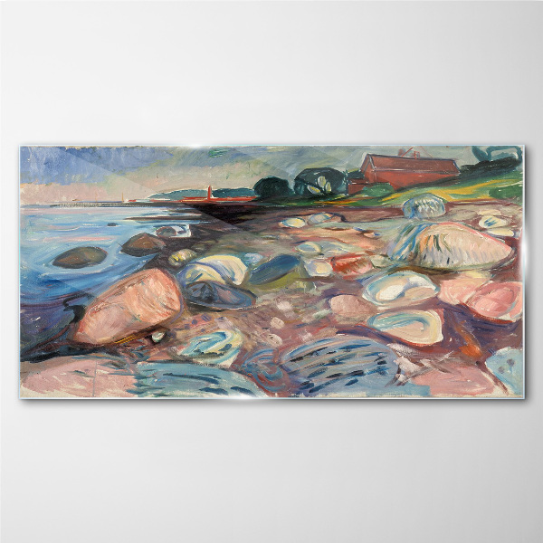 Tableau verre imprimé Paysage de bord de mer avec des pierres