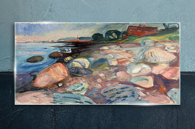 Tableau verre imprimé Paysage de bord de mer avec des pierres