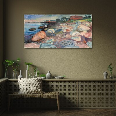Tableau verre imprimé Paysage de bord de mer avec des pierres
