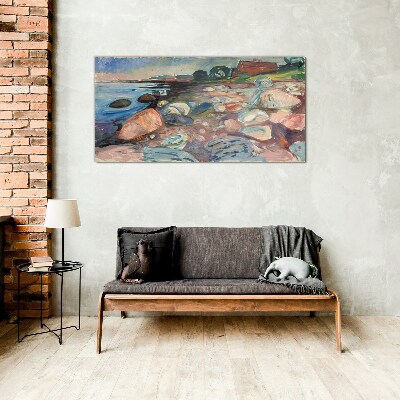 Tableau verre imprimé Paysage de bord de mer avec des pierres