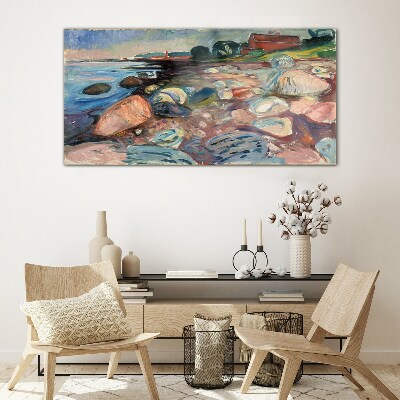 Tableau verre imprimé Paysage de bord de mer avec des pierres