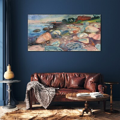 Tableau verre imprimé Paysage de bord de mer avec des pierres
