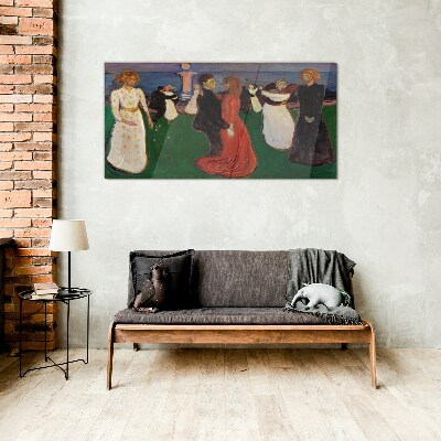 Tableau en verre Figures dansantes sur fond vert