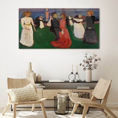 Tableau en verre Figures dansantes sur fond vert