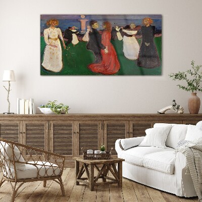 Tableau en verre Figures dansantes sur fond vert