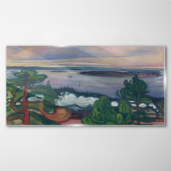 Tableau sur verre Paysage marin avec des arbres