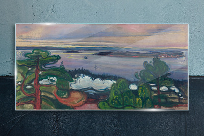 Tableau sur verre Paysage marin avec des arbres