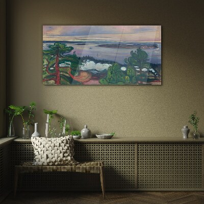 Tableau sur verre Paysage marin avec des arbres