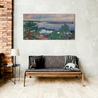 Tableau sur verre Paysage marin avec des arbres