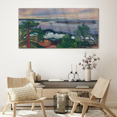 Tableau sur verre Paysage marin avec des arbres