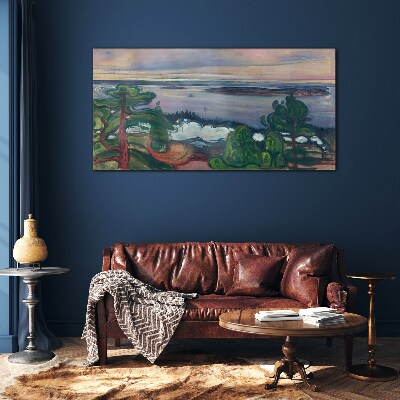 Tableau sur verre Paysage marin avec des arbres