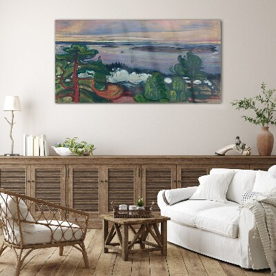 Tableau sur verre Paysage marin avec des arbres