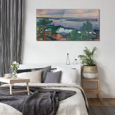Tableau sur verre Paysage marin avec des arbres