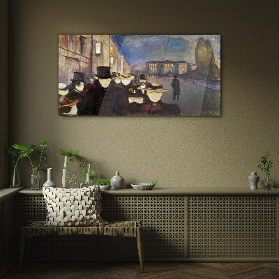 Tableau verre imprimé Promenade nocturne en ville