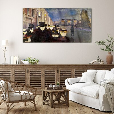 Tableau verre imprimé Promenade nocturne en ville