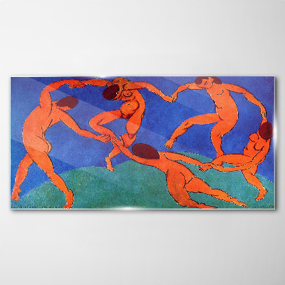 Tableau en verre Figures dansantes sur fond bleu