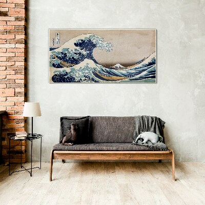 Tableau sur verre La Grande Vague au large de Kanagawa