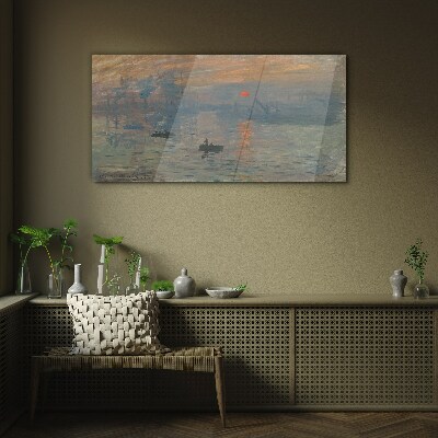Tableau photo sur verre Coucher de soleil sur le port