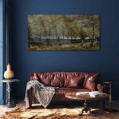 Tableau en verre Une promenade d'automne dans le parc