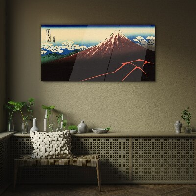 Tableau sur verre Le mont Fuji par temps printanier