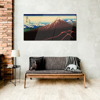 Tableau sur verre Le mont Fuji par temps printanier