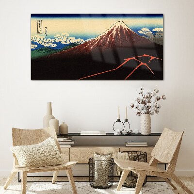 Tableau sur verre Le mont Fuji par temps printanier