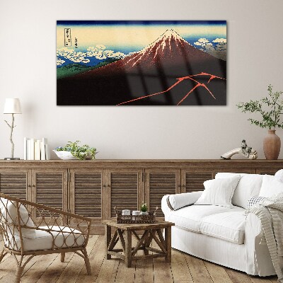 Tableau sur verre Le mont Fuji par temps printanier