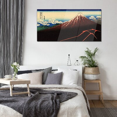Tableau sur verre Le mont Fuji par temps printanier