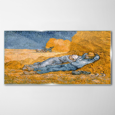 Tableau sur verre Repose parmi les champs dorés