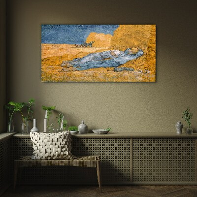 Tableau sur verre Repose parmi les champs dorés