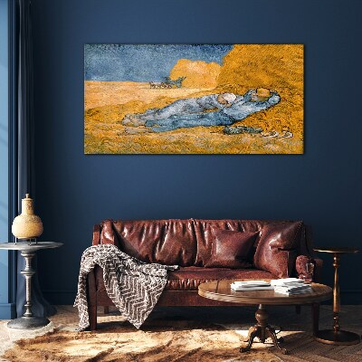 Tableau sur verre Repose parmi les champs dorés