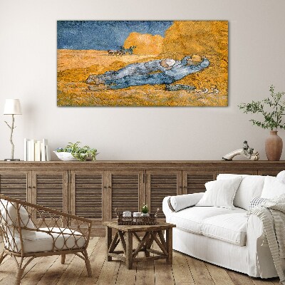 Tableau sur verre Repose parmi les champs dorés