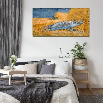 Tableau sur verre Repose parmi les champs dorés