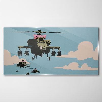 Tableau imprimé sur verre Des hélicoptères aux arcs roses