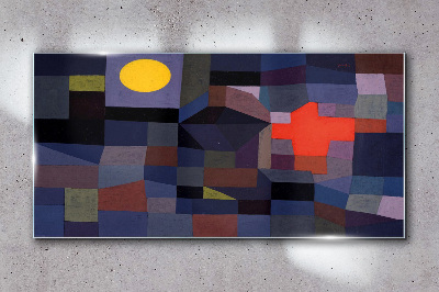 Tableau verre imprimé Composition abstraite avec le soleil