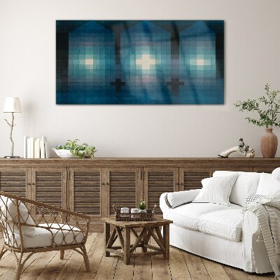 Tableau en verre Lumière tridimensionnelle dans un ton bleu