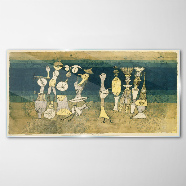 Tableau sur verre Figures figuratives sur fond abstrait