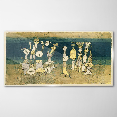 Tableau sur verre Figures figuratives sur fond abstrait