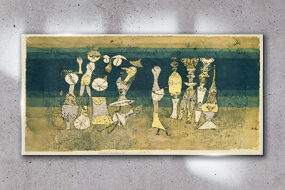 Tableau sur verre Figures figuratives sur fond abstrait