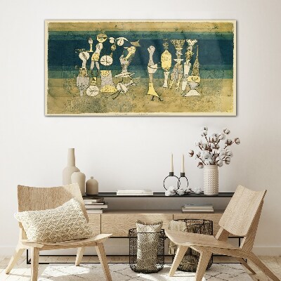 Tableau sur verre Figures figuratives sur fond abstrait