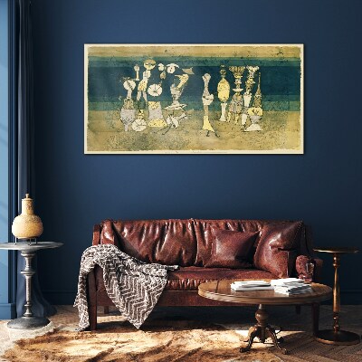 Tableau sur verre Figures figuratives sur fond abstrait