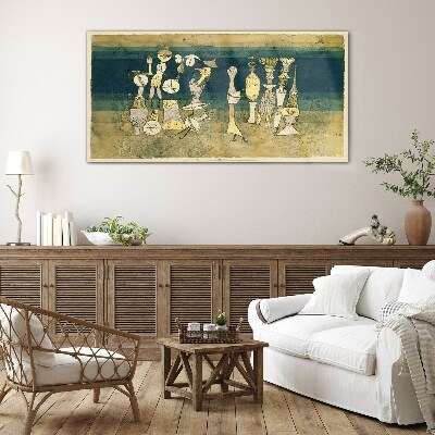 Tableau sur verre Figures figuratives sur fond abstrait