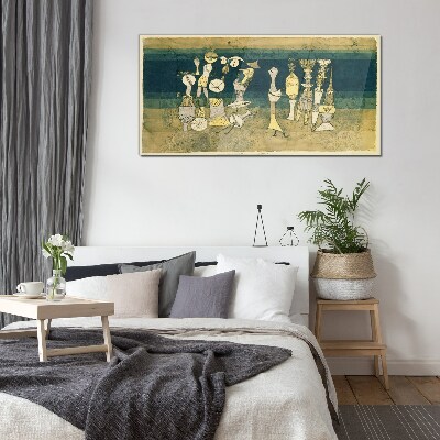 Tableau sur verre Figures figuratives sur fond abstrait